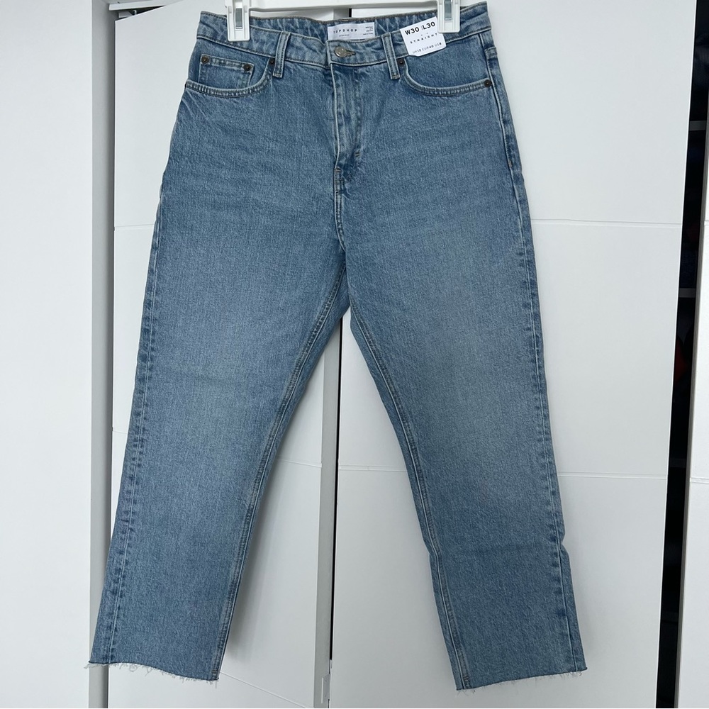 Topshop Medium Wash Straight Jeans